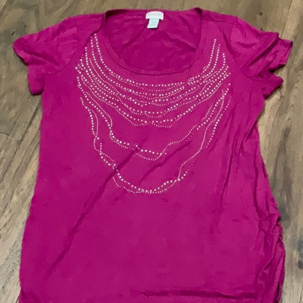 Maternity Women’s Embellished Scoop Neck Tee - Pink